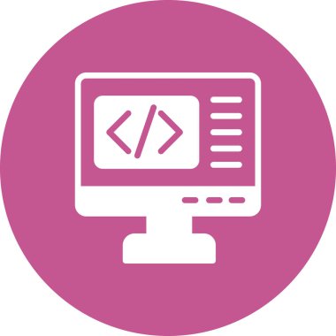 Kodlama simgesi izole edildi, vektör illüstrasyonu dolduruldu