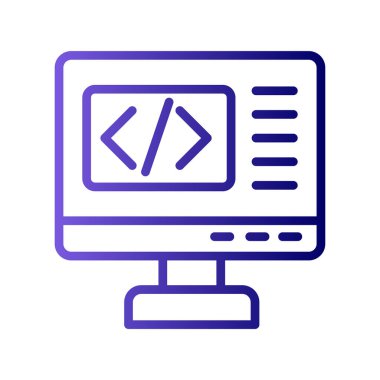 Kodlama simgesi izole edildi, vektör illüstrasyonu dolduruldu