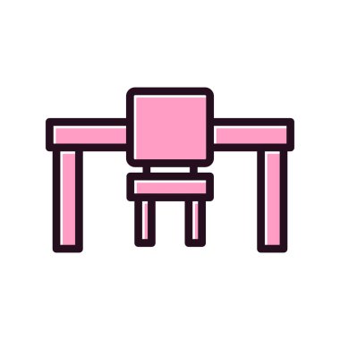 tablo sandalye çizgisi simgesi, vektör, illüstrasyon