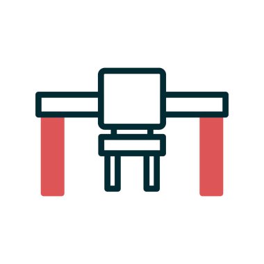 Koltuk ikonu vektörü. İnce çizgi işareti. İzole edilmiş kontür sembolü gösterimi