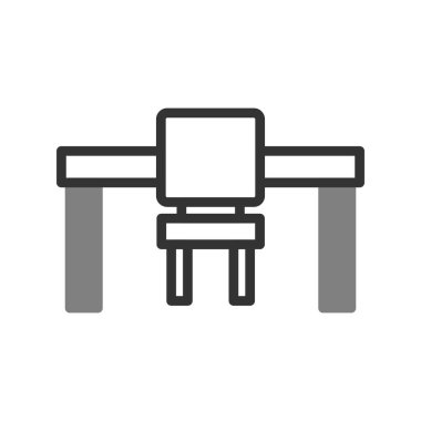 Koltuk ikonu vektörü. İnce çizgi işareti. İzole edilmiş kontür sembolü gösterimi