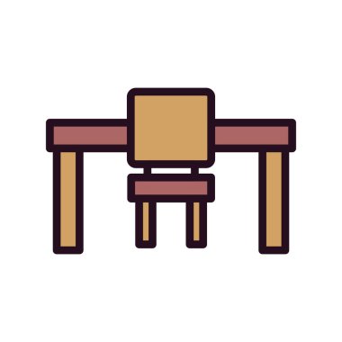 masa sandalyesi ikon vektörü. Ofis masası imzası. izole edilmiş sembol çizimi
