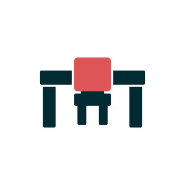 Web ve mobil uygulama tasarımınız için beyaz arkaplanda izole edilmiş sandalye simgesi vektörü, tablo logosu konsepti