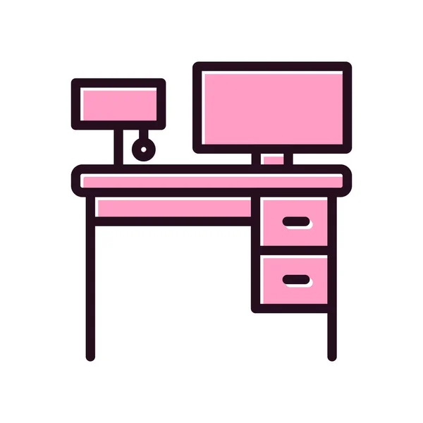 Schreibtisch Mit Tisch Und Stuhl Vektor Illustration Design — Stockvektor
