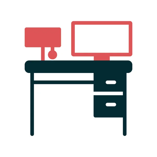 Schreibtisch Mit Tisch Und Stuhl Vektor Illustration Design — Stockvektor
