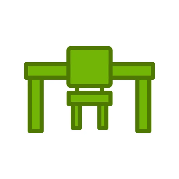 Table Chair Icon Vector Office Furniture Sign Isolated Symbol Illustration — Stock Vector