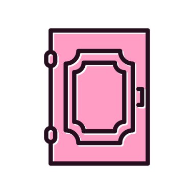 Kapı ikonu vektörü. İnce çizgi işareti. izole edilmiş çizgi simgesi siyah illüstrasyon