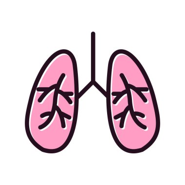 akciğer simgesi vektör düz biçim çizimi
