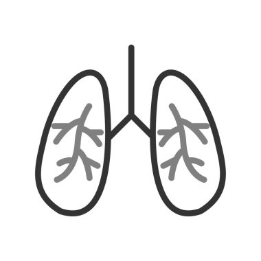 akciğer simgesi vektör düz biçim çizimi