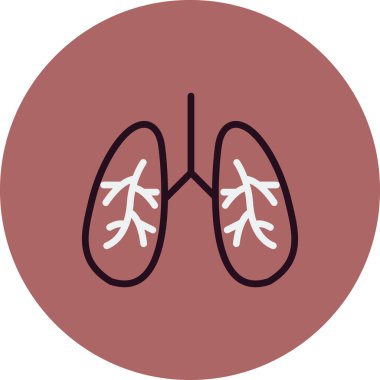 akciğer simgesi vektör düz biçim çizimi