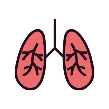 akciğer simgesi vektör düz biçim çizimi