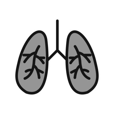 akciğer simgesi vektör düz biçim çizimi