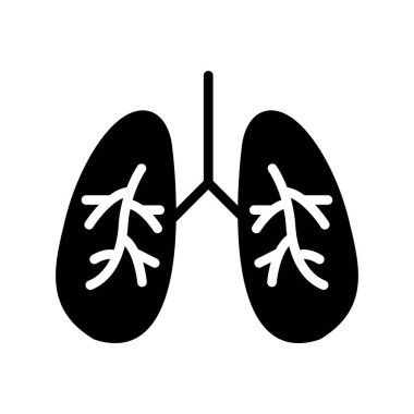 akciğer simgesi vektör düz biçim çizimi