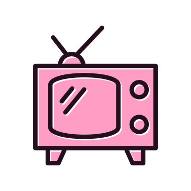 Televizyon vektör çizgisi simgeleri. Televizyon ikonu. düz biçim.