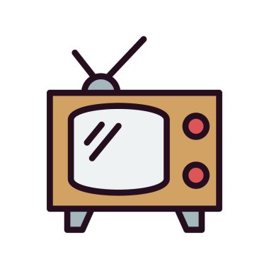 Televizyon vektör çizgisi simgeleri. Televizyon ikonu. düz biçim.