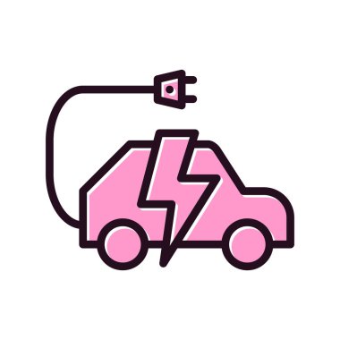 Elektrikli araba simgesi vektör illüstrasyonu