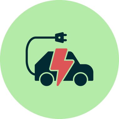 Elektrikli araba simgesi vektör illüstrasyonu
