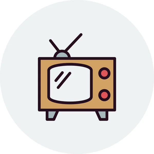 Телевізійний Вектор Тонкі Лінії Піктограми Іконка Телевізора Плоский Стиль — стоковий вектор