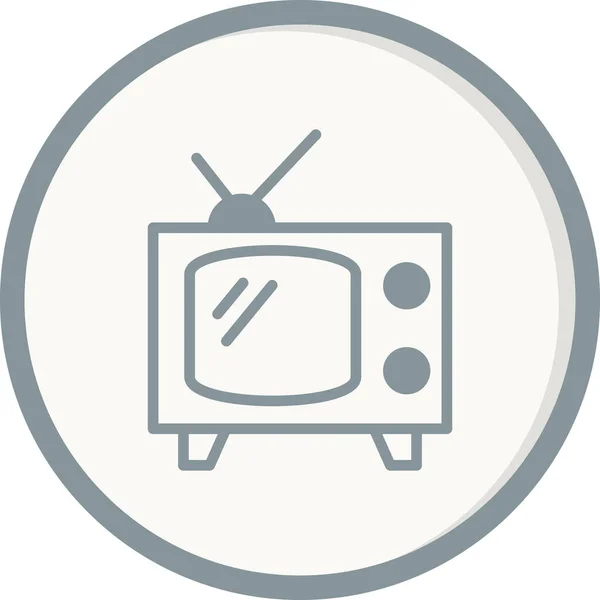 Ikon Garis Tipis Vektor Televisi Ikon Gaya Datar - Stok Vektor