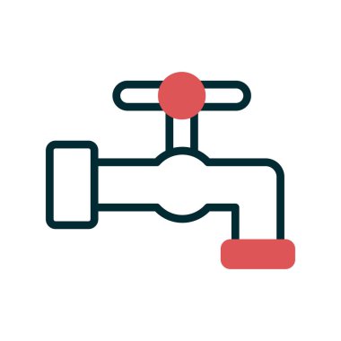 Musluk ikonu. Beyaz arkaplanda izole edilmiş web tasarımı için ana hatlı vektör resimleme çizelgesi