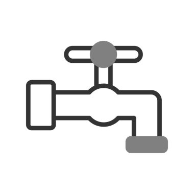 Musluk ikonu. Beyaz üzerine ana hatlı musluk vektör illüstrasyon sembolü. düzenlenebilir vuruş.