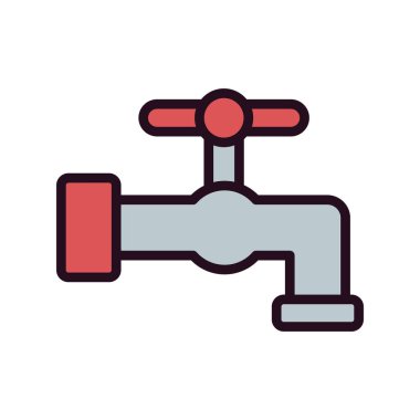 Musluk ikonu. Beyaz arkaplanda izole edilmiş web tasarımı için ana hatlı vektör illüstrasyon sembolü