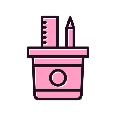 Cetvel ve kalem simgesi, vektör çizim 