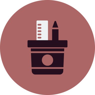 Cetvel ve kalem simgesi, vektör çizim 