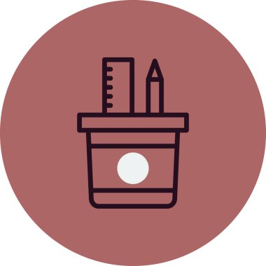 Cetvel ve kalem simgesi, vektör çizim 