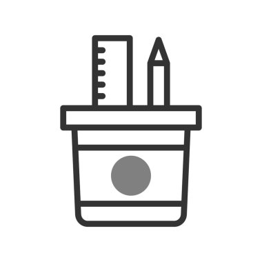 Cetvel ve kalem simgesi, vektör çizim 