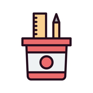 Cetvel ve kalem simgesi, vektör çizim 