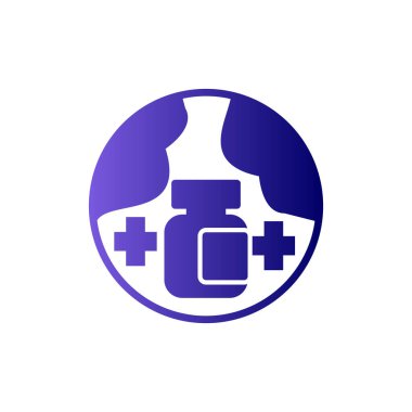 Dünya çapında nakliye, dünya çapında toprak, şişedeki tıbbi haplar, vektör illüstrasyon 