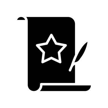 Kağıdı yıldız ve kalem ile kaydır, vektör simgesi çizimi