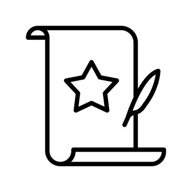 Kağıdı yıldız ve kalem ile kaydır, vektör simgesi çizimi