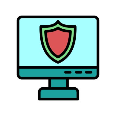 vektör ağ güvenlik sistemi simgesi çizimi