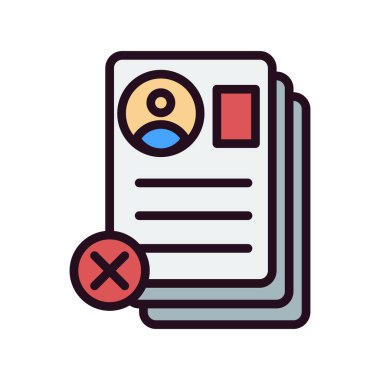 Özgeçmiş Reddedilmiş belge, vektör illüstrasyonu  