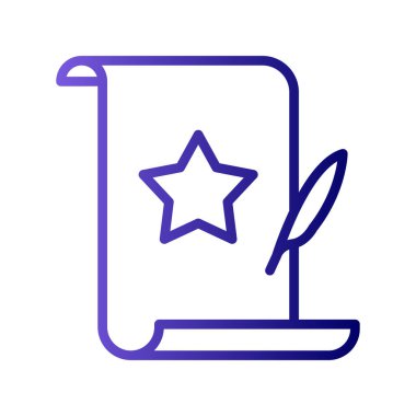 Kağıdı yıldız ve kalem ile kaydır, vektör simgesi çizimi