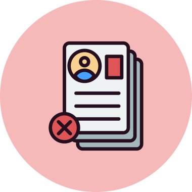 Özgeçmiş Reddedilmiş belge, vektör illüstrasyonu  