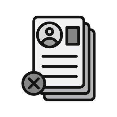 Özgeçmiş Reddedilmiş belge, vektör illüstrasyonu  