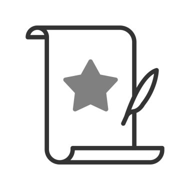 Kağıdı yıldız ve kalem ile kaydır, vektör simgesi çizimi