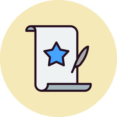 Kağıdı yıldız ve kalem ile kaydır, vektör simgesi çizimi