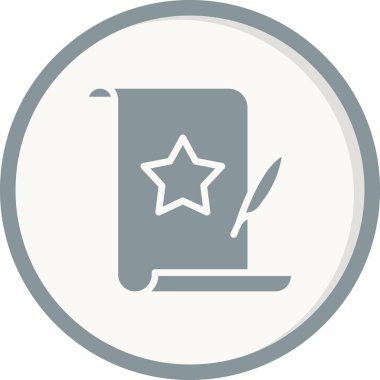 Kağıdı yıldız ve kalem ile kaydır, vektör simgesi çizimi