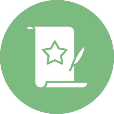 Kağıdı yıldız ve kalem ile kaydır, vektör simgesi çizimi