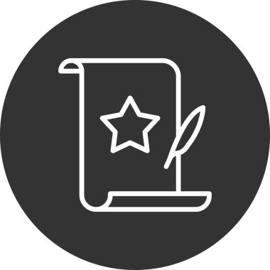 Kağıdı yıldız ve kalem ile kaydır, vektör simgesi çizimi