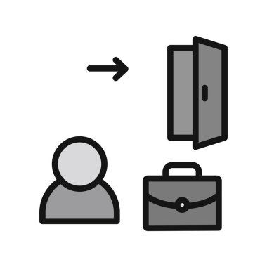 Çanta, kapı, iş, iş ve profil simgesinin vektör ilülasyonu