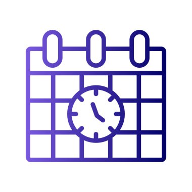 Zaman çizelgesi takvim ve saatin vektör düz simgesi   