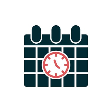 Zaman çizelgesi takvim ve saatin vektör düz simgesi   