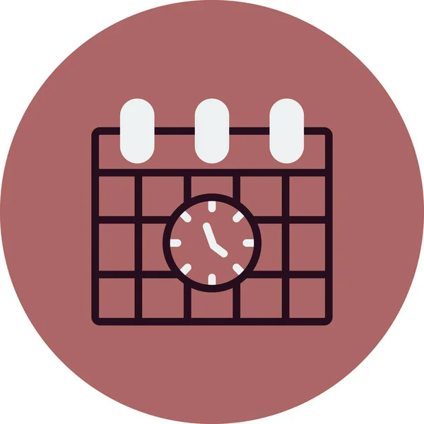 Vector Flat Icon Timetable Calendar Clock — Stock Vector