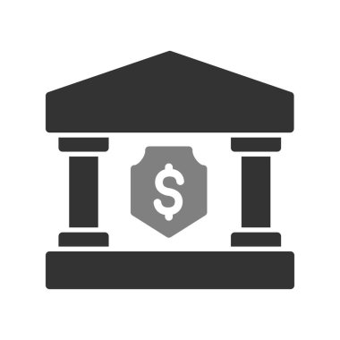 Banka binası simgesi vektör çizimi tasarımı