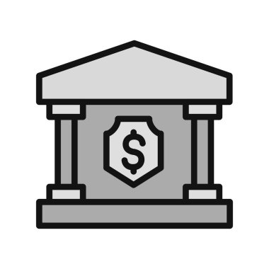Banka binası simgesi vektör çizimi tasarımı